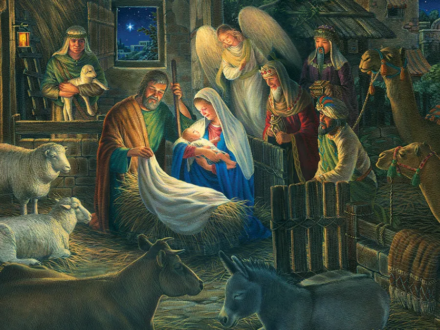 Cobble Hill Away in a Manger | 500 Piece- 500 Piece | Farm