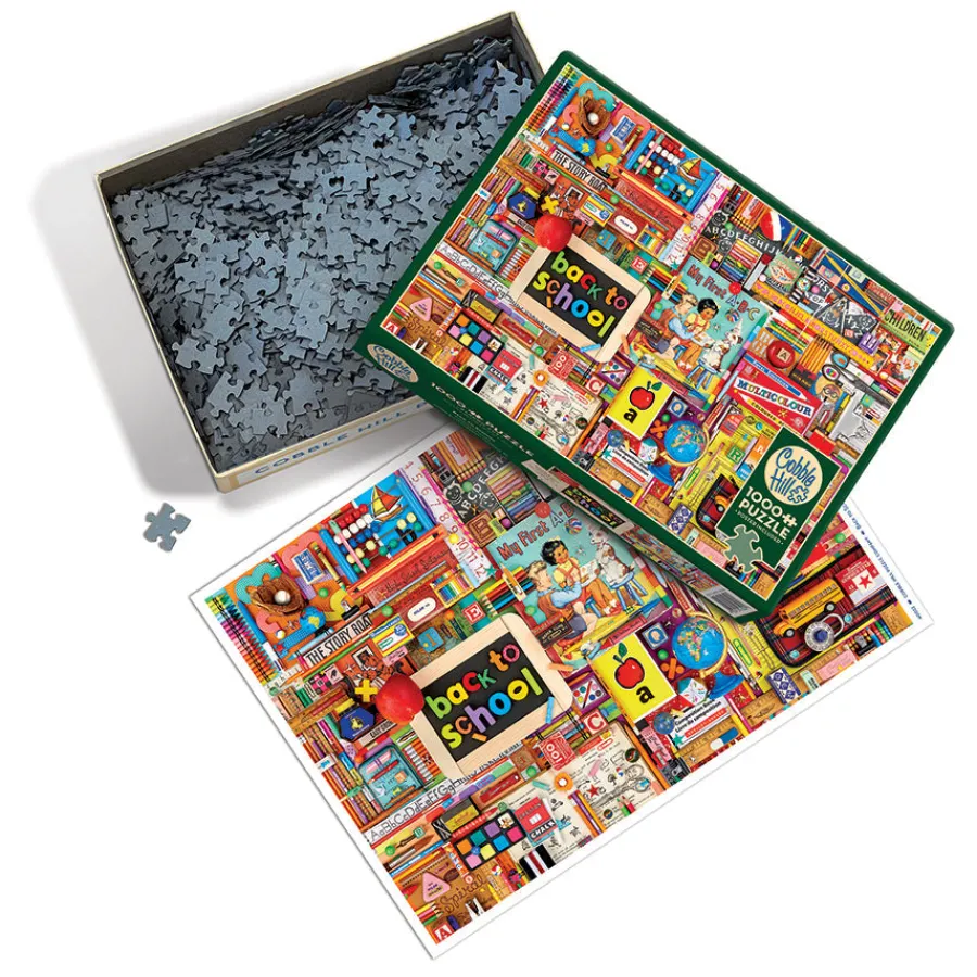Cobble Hill Back to School | 1000 Piece- 1000 Piece | Collage - Busy