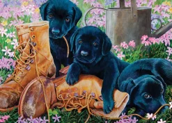Cobble Hill Black Lab Puppies (tray) | 35 Piece Tray- Tray Puzzles | Dogs