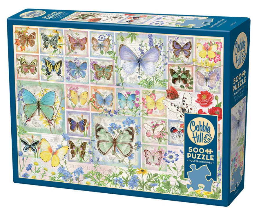 Cobble Hill Butterfly Tiles | 500 Piece- 500 Piece | Collage - Variety