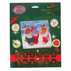 Cobble Hill Crystal Art Card Kit: Christmas Kittens- Christmas