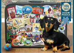 Cobble Hill Dachshund Round the World | Discontinued 500 Piece (Old Big Box)- 500 Piece | Travel Inspiration