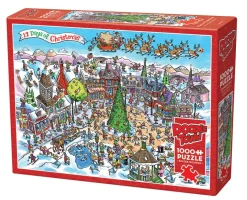 Cobble Hill DoodleTown: 12 Days of Christmas | 1000 Piece- 1000 Piece | Christmas