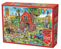 Cobble Hill DoodleTown: Farmyard Folly | 1000 Piece- 1000 Piece | Flying Adventures