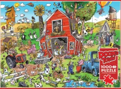 Cobble Hill DoodleTown: Farmyard Folly | 1000 Piece- 1000 Piece | Flying Adventures