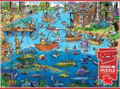 Cobble Hill DoodleTown: Gone Fishing | 1000 Piece- 1000 Piece | Waterscape
