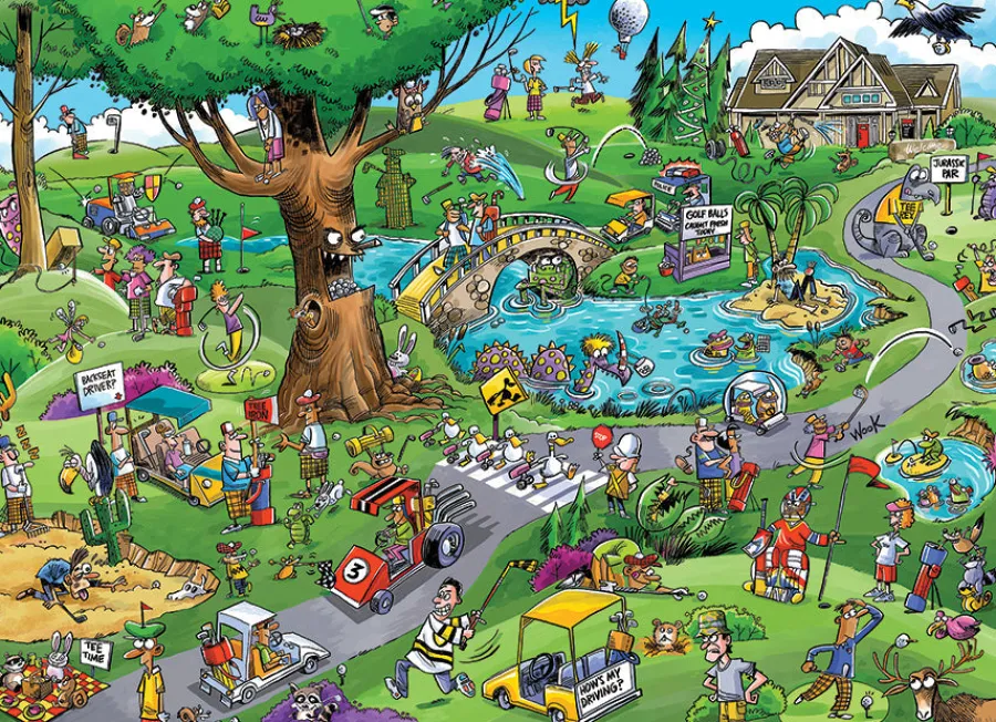 Cobble Hill DoodleTown: Par for the Course | 1000 Piece- 1000 Piece | Flying Adventures