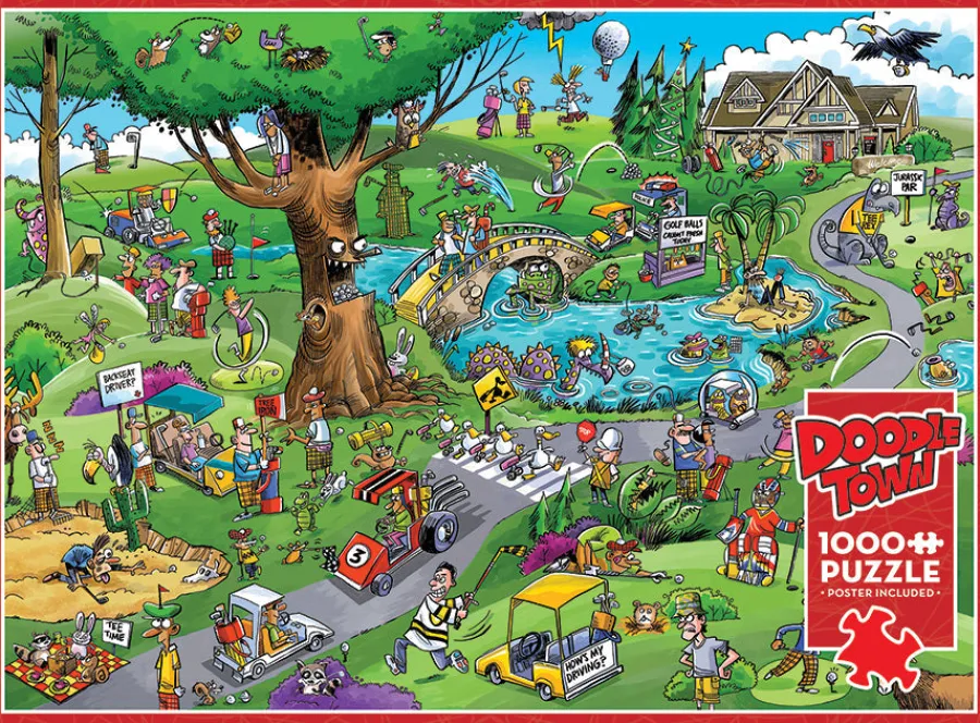 Cobble Hill DoodleTown: Par for the Course | 1000 Piece- 1000 Piece | Flying Adventures