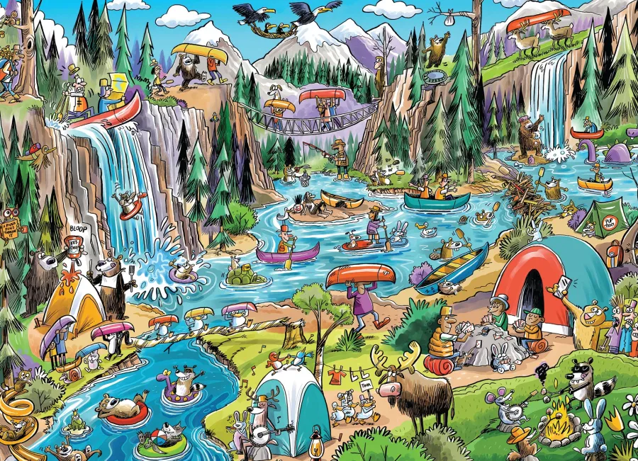 Cobble Hill DoodleTown: Portage Pandemonium | 1000 Piece- 1000 Piece | Waterscape
