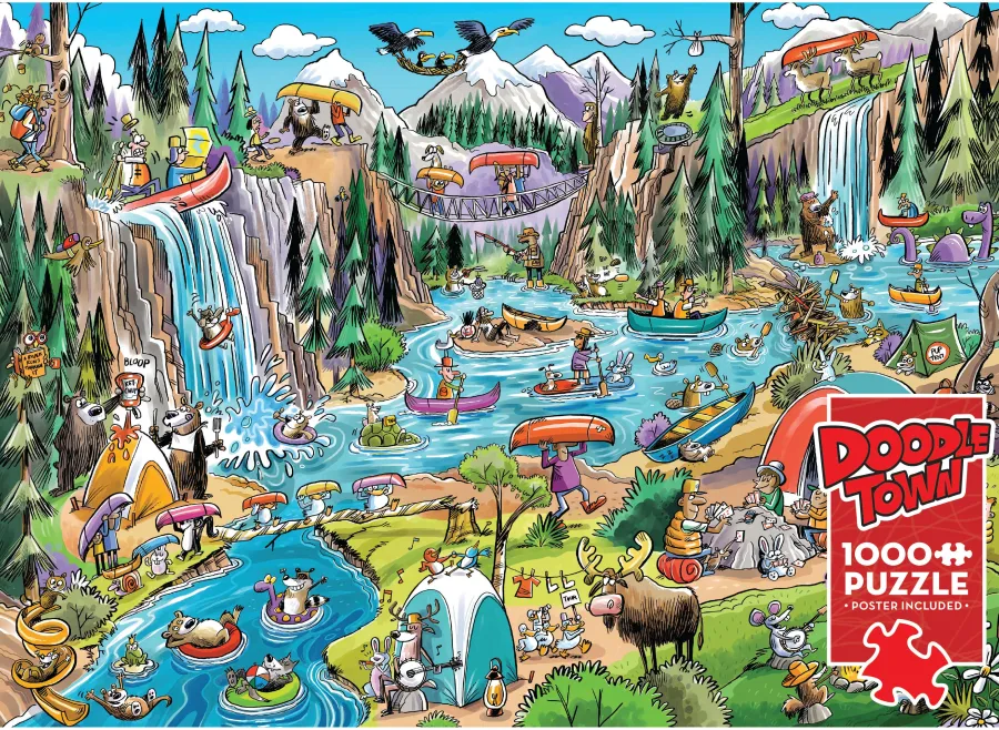 Cobble Hill DoodleTown: Portage Pandemonium | 1000 Piece- 1000 Piece | Waterscape
