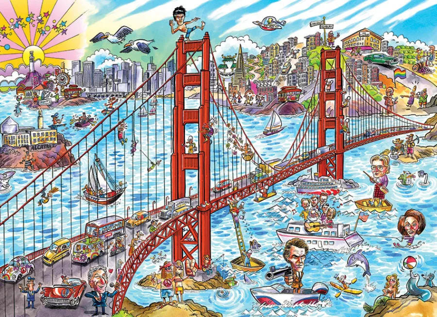 Cobble Hill DoodleTown: San Francisco | Discontinued 1000 Piece (Old Big Box)- 1000 Piece | Cartoon
