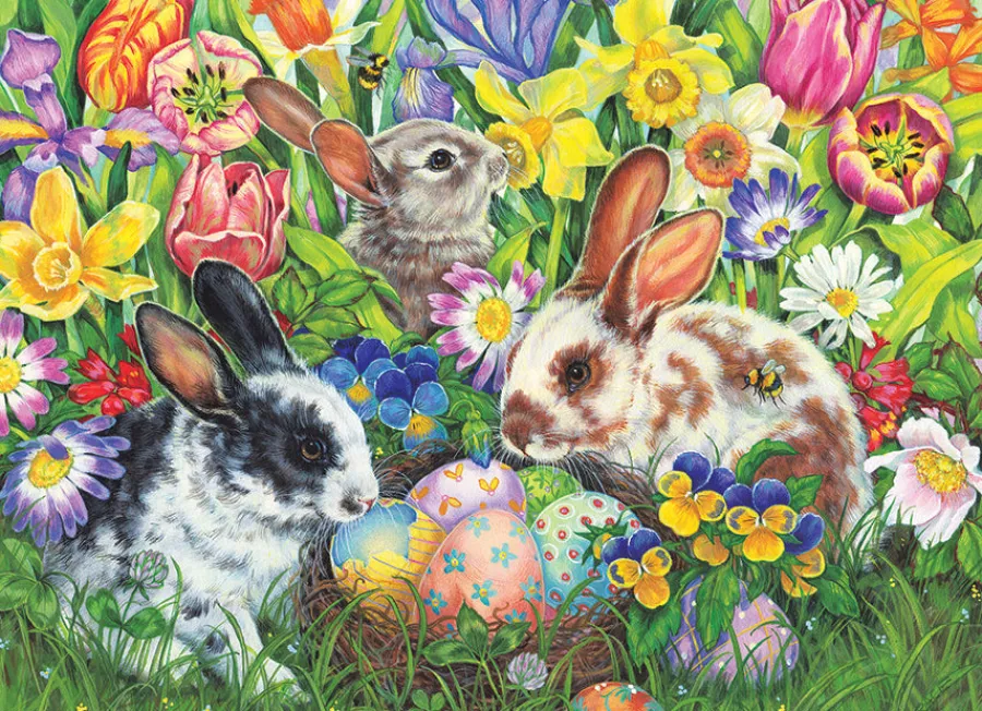 Cobble Hill Easter Bunnies (Family) | Family Pieces 350- Family Pieces 350 | Wildlife