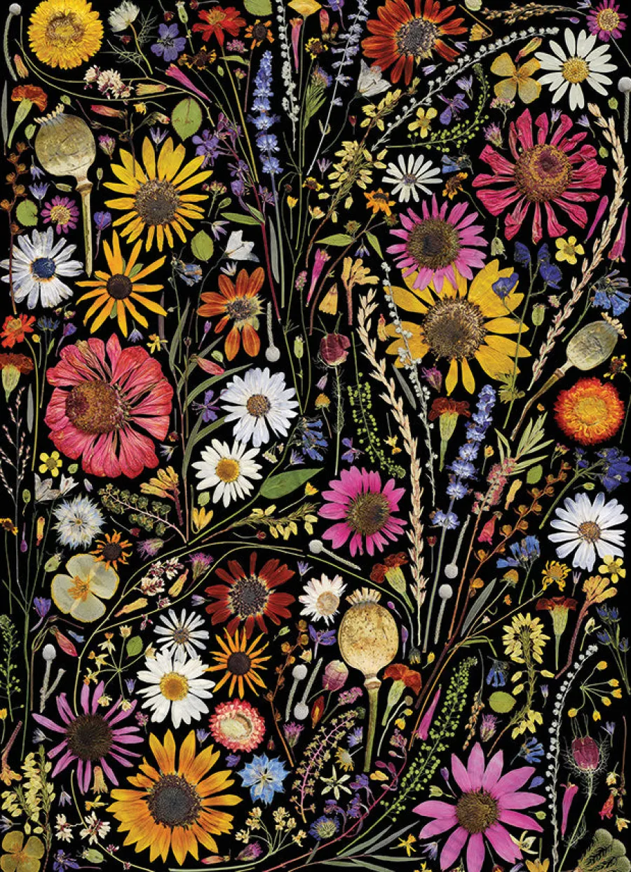 Cobble Hill Flower Press: Happiness | 1000 Piece- 1000 Piece | Flowers / Gardens