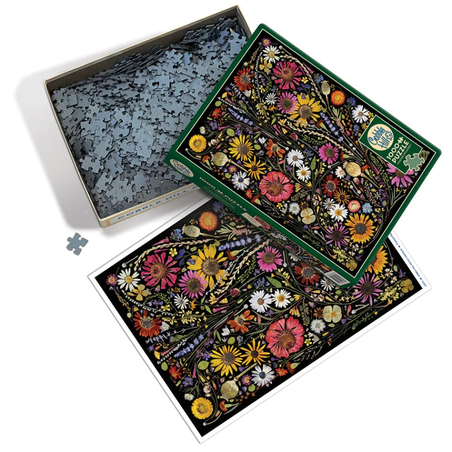 Cobble Hill Flower Press: Happiness | 1000 Piece- 1000 Piece | Flowers / Gardens