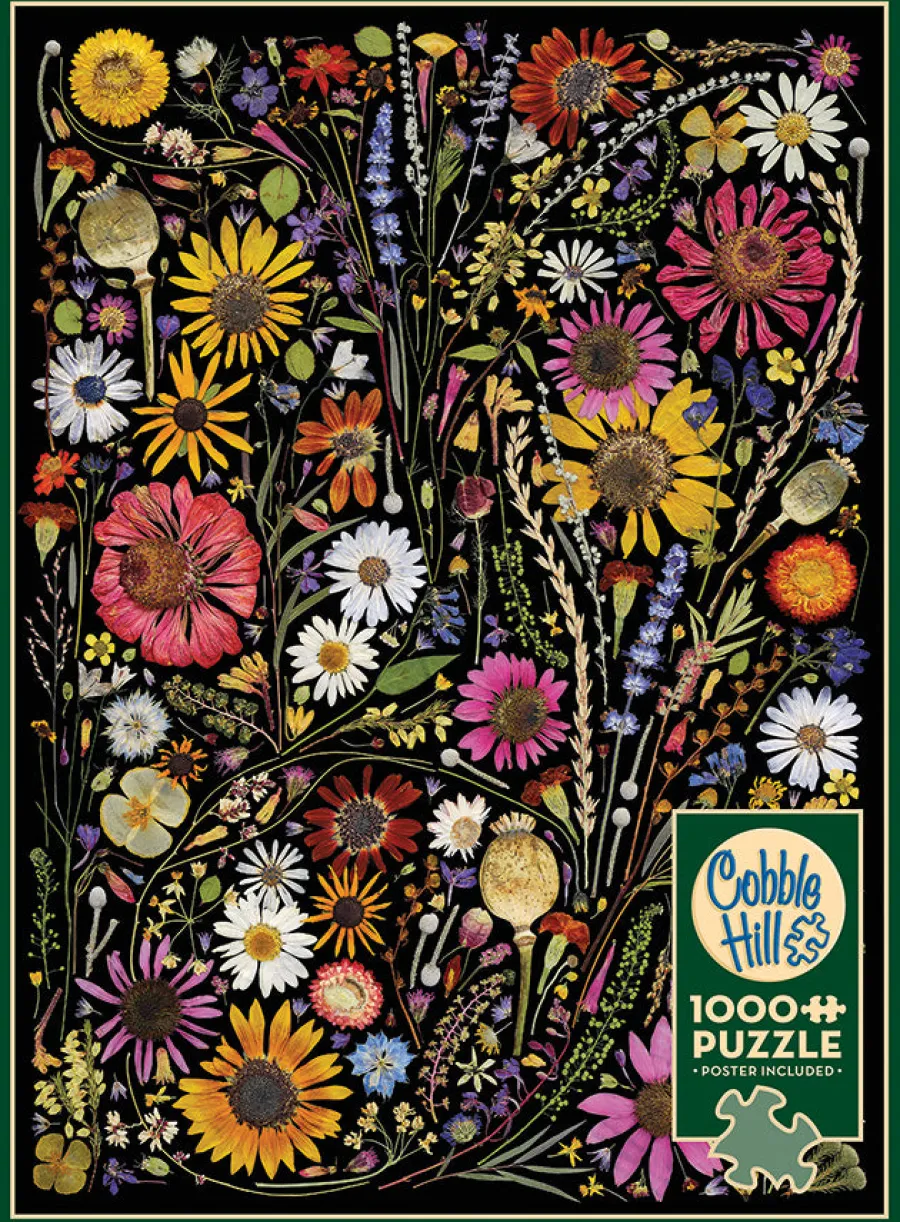 Cobble Hill Flower Press: Happiness | 1000 Piece- 1000 Piece | Flowers / Gardens