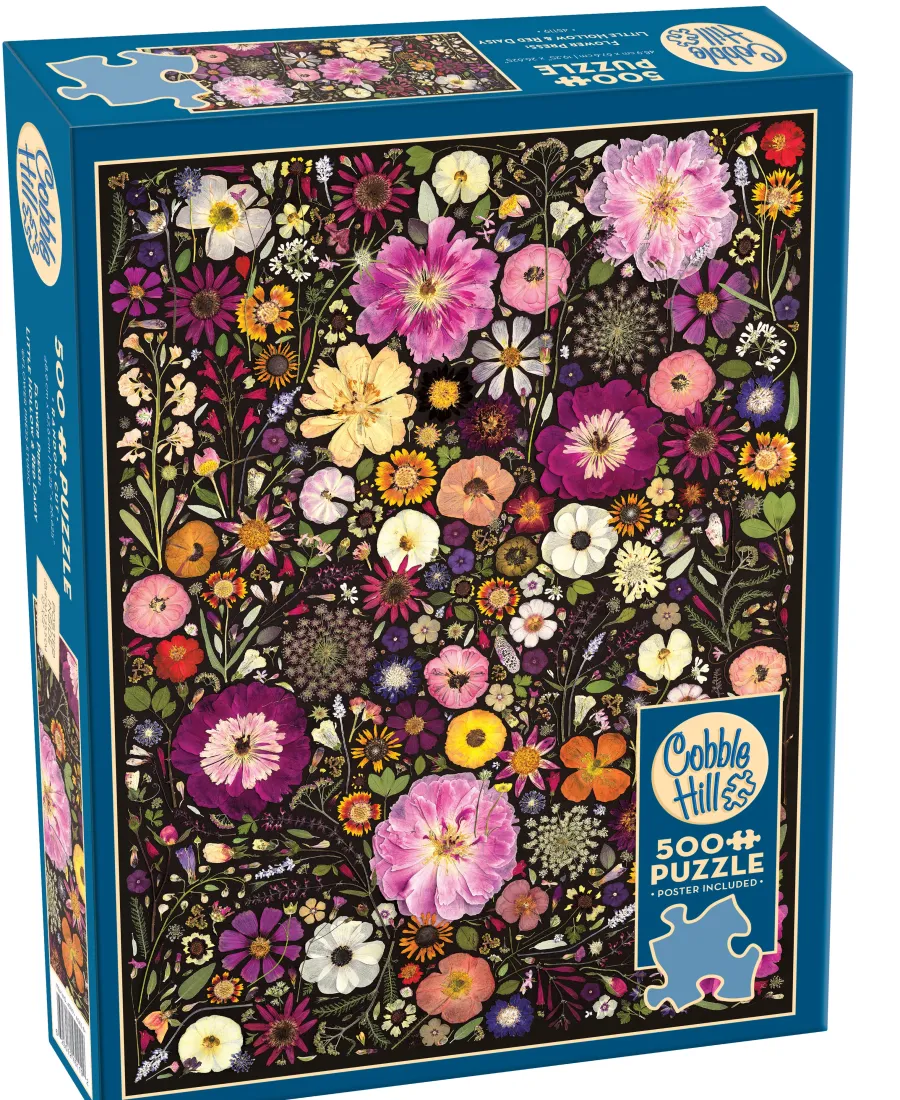 Cobble Hill Flower Press: Little Hollow & Red Daisy | 500 Piece- 500 Piece | Flowers / Gardens