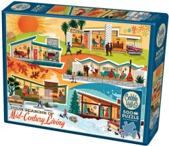 Cobble Hill Four Seasons of Mid-Century Living | Discontinued 500 Piece (Old Big Box)- Collage - Miniscene | Nostalgia / Vintage