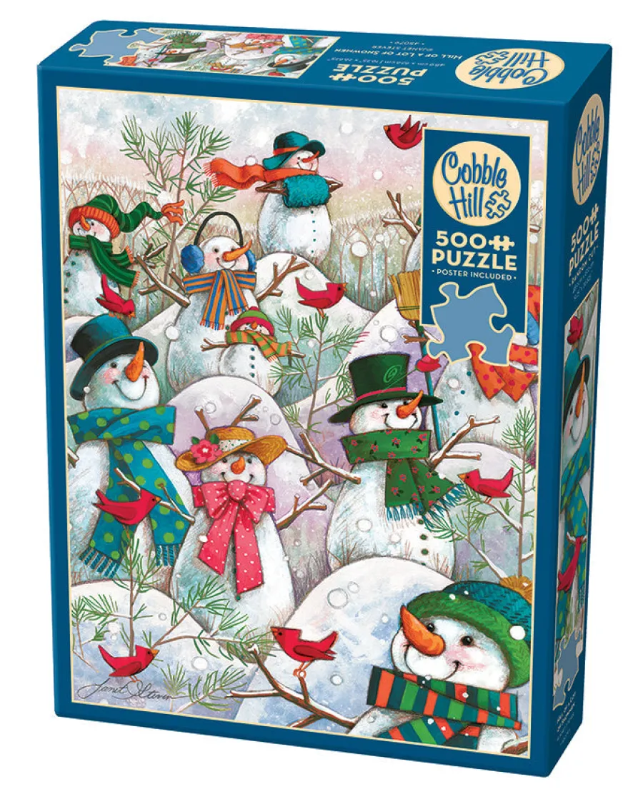 Cobble Hill Hill of a Lot of Snowmen | 500 Piece- 500 Piece | Birds