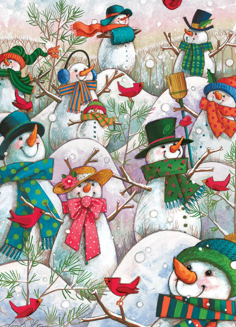 Cobble Hill Hill of a Lot of Snowmen | 500 Piece- 500 Piece | Birds