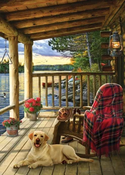 Cobble Hill Lake Cabin Labrador (tray) | 35 Piece Tray- Tray Puzzles | Waterscape