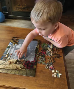 Cobble Hill Lake Cabin Labrador (tray) | 35 Piece Tray- Tray Puzzles | Waterscape