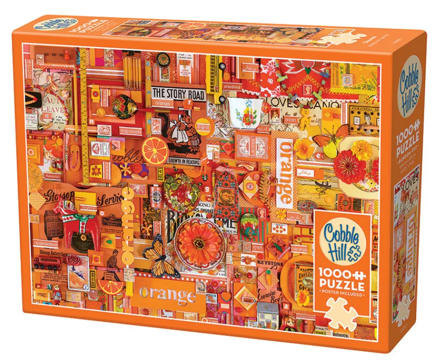 Cobble Hill Orange | 1000 Piece- 1000 Piece | Collage - Busy