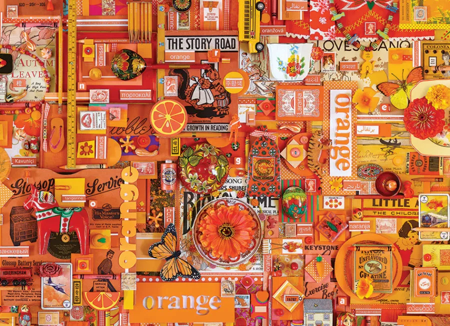Cobble Hill Orange | 1000 Piece- 1000 Piece | Collage - Busy