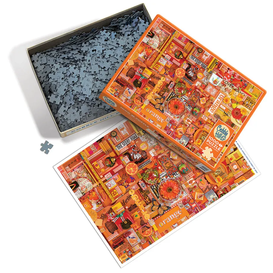 Cobble Hill Orange | 1000 Piece- 1000 Piece | Collage - Busy