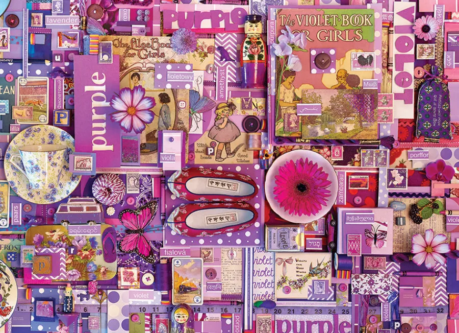 Cobble Hill Purple | 1000 Piece- 1000 Piece | Collage - Busy