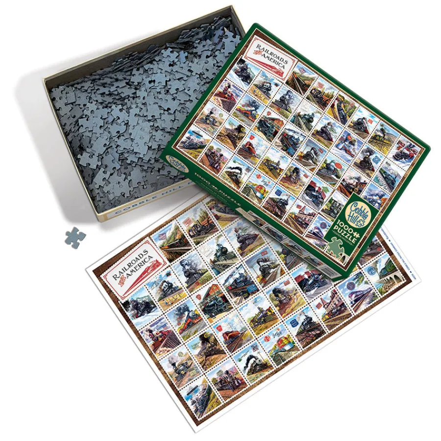 Cobble Hill Railroads of America | 1000 Piece- 1000 Piece | Collage - Miniscene