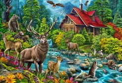 Cobble Hill Red-Roofed Cabin | 2000 Piece- 2000 Piece | Mountainscape