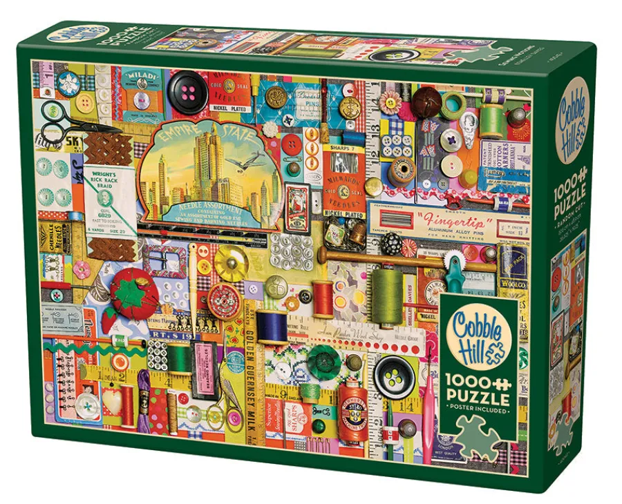 Cobble Hill Sewing Notions | 1000 Piece- 1000 Piece | Collage - Busy