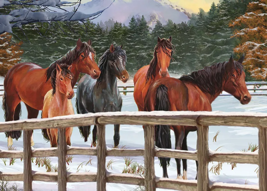 Cobble Hill Snowy Pasture (tray) | 35 Piece Tray- Tray Puzzles | Horses