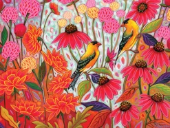 Cobble Hill Springtime Goldfinches | Easy Handling 275 Piece- Easy Handling 275 | Birds