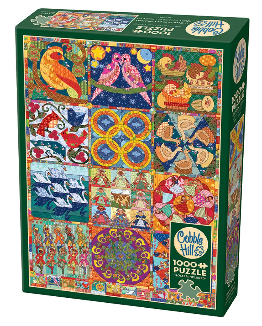 Cobble Hill Twelve Days of Christmas Quilt | 1000 Piece- 1000 Piece | Collage - Miniscene