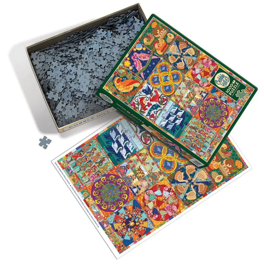 Cobble Hill Twelve Days of Christmas Quilt | 1000 Piece- 1000 Piece | Collage - Miniscene