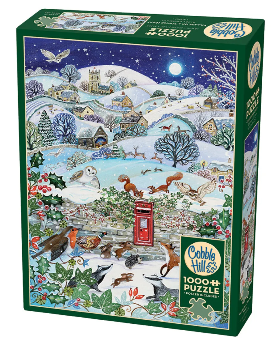 Cobble Hill Village on a Winter Night | 1000 Piece- 1000 Piece | Mountainscape