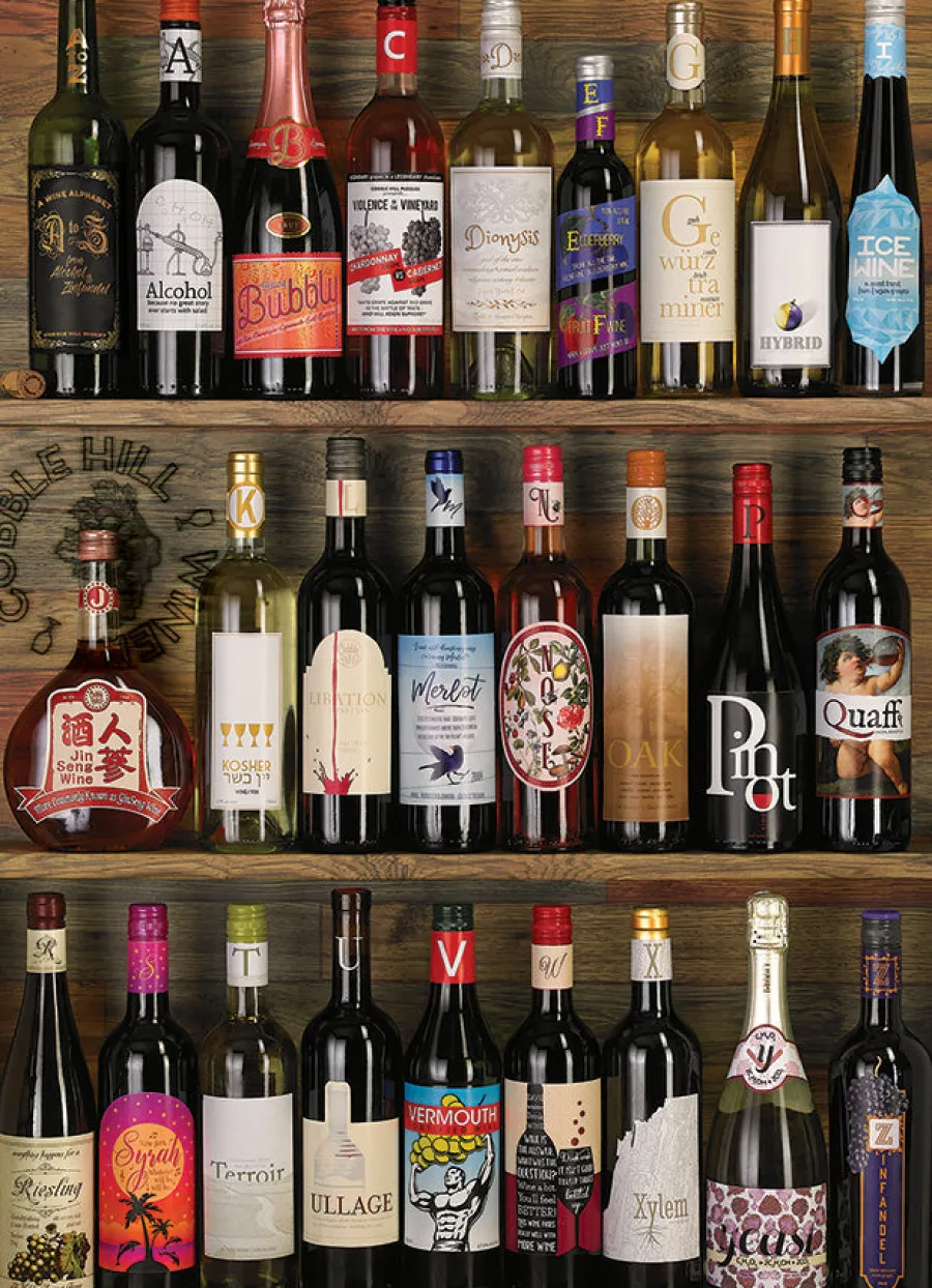 Cobble Hill Wine Alphabet | 1000 Piece- 1000 Piece | No Calories Puzzles