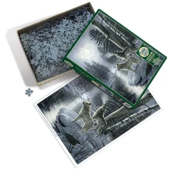 Cobble Hill Wolves by Moonlight | 1000 Piece- 1000 Piece | Mountainscape