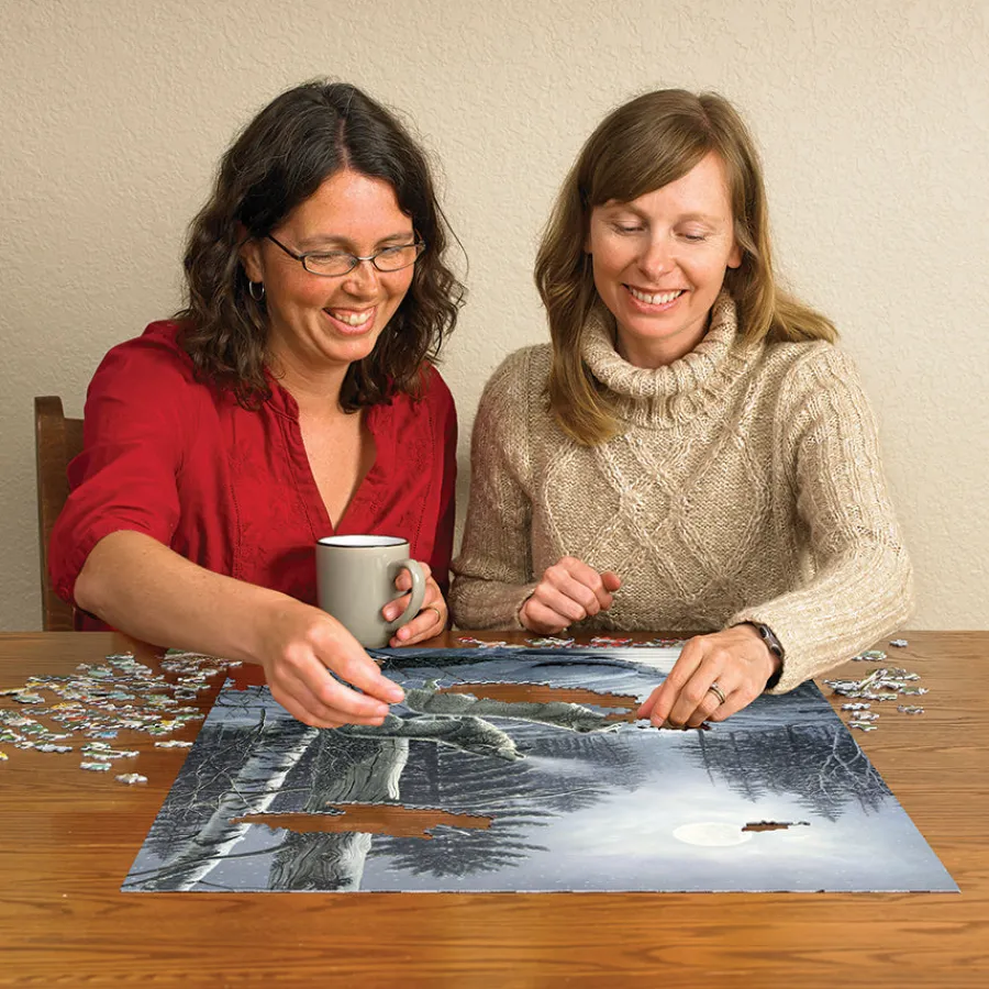 Cobble Hill Wolves by Moonlight | 1000 Piece- 1000 Piece | Mountainscape