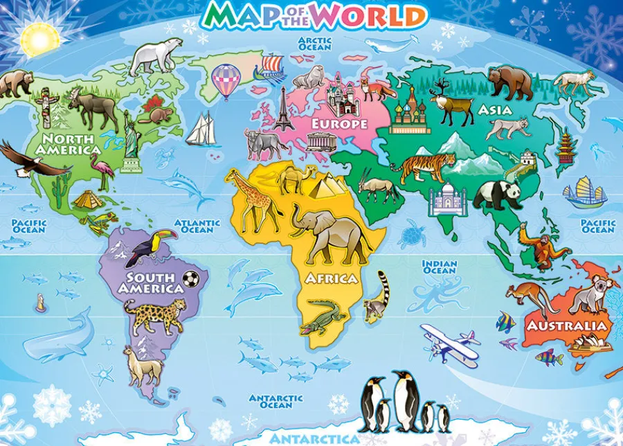 Cobble Hill World Map (tray) | 35 Piece Tray- Tray Puzzles