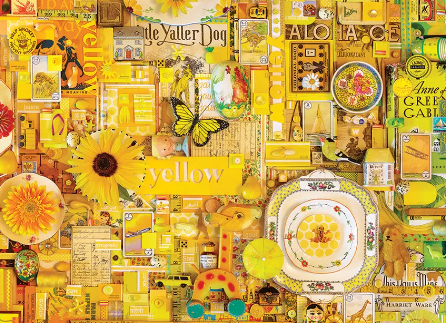 Cobble Hill Yellow | 1000 Piece- 1000 Piece | Collage - Busy